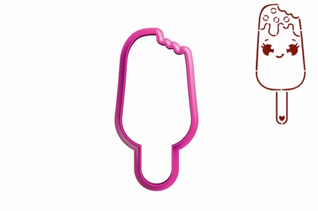 Foremka LÓD NA PATYKU UGRYZIONY + szablon kolorowanka Lód na patyku ugryziony.png