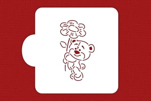 SZABLON Miś z kwiatkiem - kolorowanka / kontur