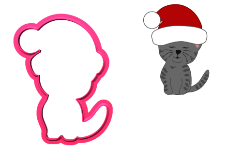 Foremka KOTEK W CZAPCE MIKOŁAJA.png