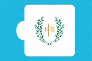 SZABLON Gałązki z różami i IHS - szablon trzyczęściowy