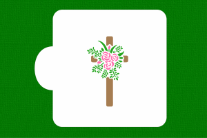 SZABLON Krzyż z różami i listkami - szablon trzyczęściowy